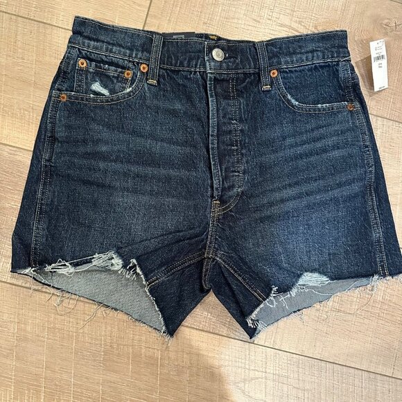 Gap Denim Cheeky High-Rise Cutoff Shorts 27 Tall Dark Wash Low Stretch NEW - Picture 1 of 8